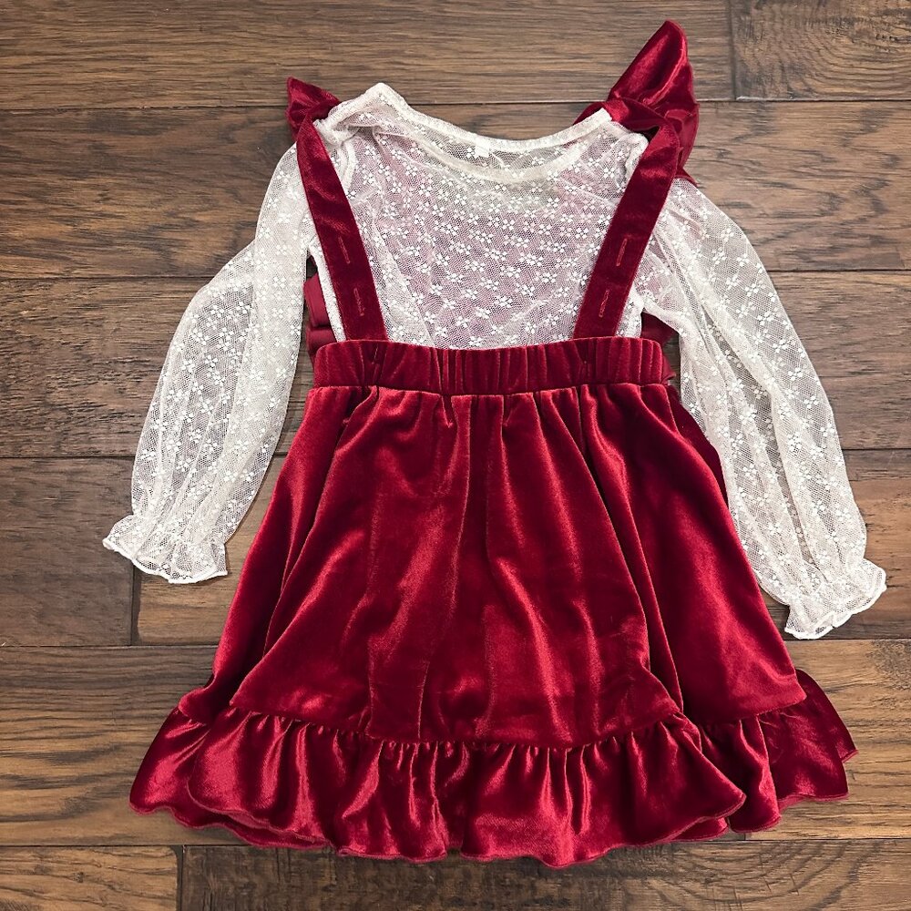 EUC Ollie Jay Red Velvet Jumper/White Lace Shirt Set - Picture 5 of 5